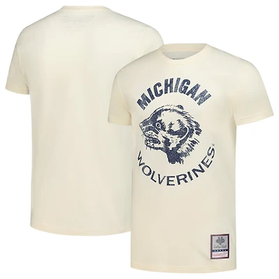 T-shirt vintage Mitchell & Ness pour homme, couleur crème, Michigan Wolverines