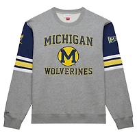 Sweat-shirt à enfiler Mitchell & Ness gris chiné Michigan Wolverines Throwback Allover 4.0 pour hommes