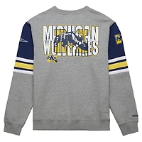 Sweat-shirt à enfiler Mitchell & Ness gris chiné Michigan Wolverines Throwback Allover 4.0 pour hommes