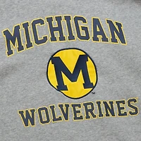 Men's Mitchell & Ness Grey Heather Michigan Wolverines Throwback Allover 4.0 Pullover Sweatshirt