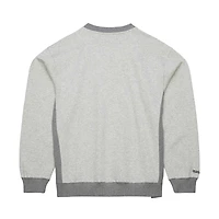 Men's Mitchell & Ness Heather Gray Michigan Wolverines Arched Fleece Crewneck Pullover Sweatshirt