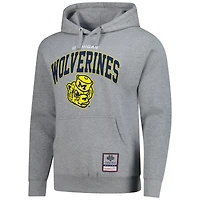Sweat à capuche classique Mitchell & Ness gris chiné pour homme, Michigan Wolverines