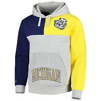 Men's Mitchell & Ness Heather Gray Michigan Wolverines Tie-Breaker Pullover Hoodie