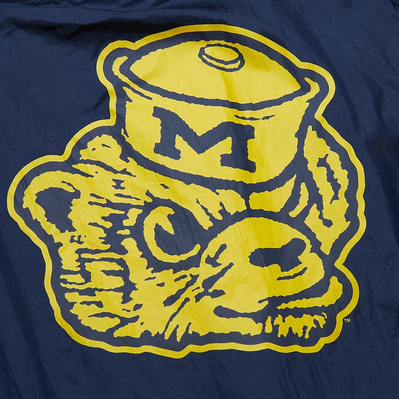 Men's Mitchell & Ness Navy Michigan Wolverines Anorak Vintage Logo Half-Zip Hoodie Jacket