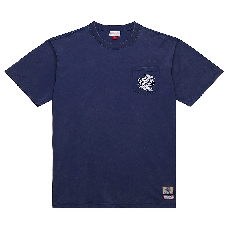 T-shirt à manches longues pour homme Mitchell & Ness bleu marine Michigan Wolverines Fade Away Premium