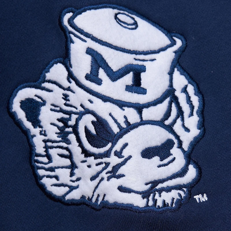 Sweat à capuche en polaire point de chaîne bleu marine Michigan Wolverines Mitchell & Ness pour homme