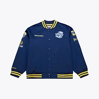 Men's Mitchell & Ness Navy Michigan Wolverines Double Clutch Lightweight Satin Full-Snap Jacket