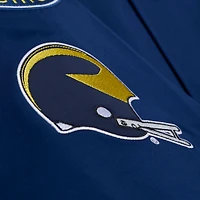 Veste Mitchell & Ness bleu marine pour homme, modèle Michigan Wolverines, à double pochette, légère, en satin et boutons-pression.