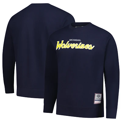 Sweat-shirt à capuche bleu marine Michigan Wolverines Elite Script pour homme de Mitchell & Ness