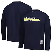 Sweat-shirt à capuche bleu marine Michigan Wolverines Elite Script pour homme de Mitchell & Ness