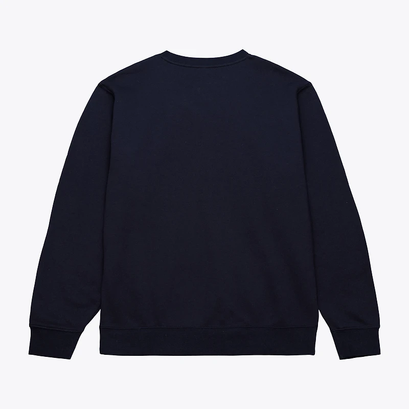 Men's Mitchell & Ness  Navy Michigan Wolverines Half Time Fleece Crewneck Sweatshirt