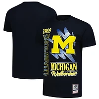 T-shirt bleu marine délavé au minéral Michigan Wolverines de Mitchell & Ness pour homme