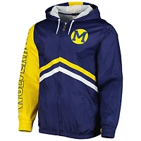 Veste coupe-vent entièrement zippée Mitchell & Ness Michigan Wolverines Undeniable pour hommes, bleu marine