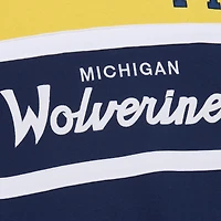 Men's Mitchell & Ness  Navy Michigan Wolverines Vintage Logo Head Coach Fleece Pullover Sweatshirt