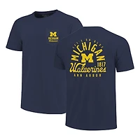 T-shirt bleu marine à poche pour homme, motif mascotte des Wolverines du Michigan, taille grande et