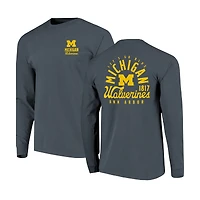 T-shirt à manches longues bleu marine pour homme avec motif mascotte des Wolverines du Michigan