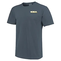 T-shirt homme Michigan Wolverines bleu marine, couleurs confort, statue de l'équipe