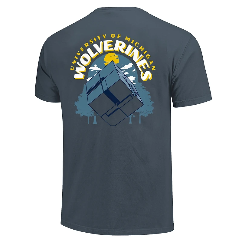 T-shirt homme Michigan Wolverines bleu marine, couleurs confort, statue de l'équipe