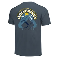 T-shirt homme Michigan Wolverines bleu marine, couleurs confort, statue de l'équipe