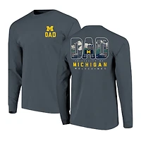 T-shirt à manches longues pour homme, bleu marine, motif dessin du campus des Wolverines Michigan, la fête pères