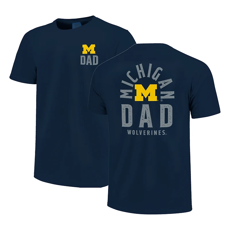 Men's Navy Michigan Wolverines Father's Day Mascot Overlay T-Shirt