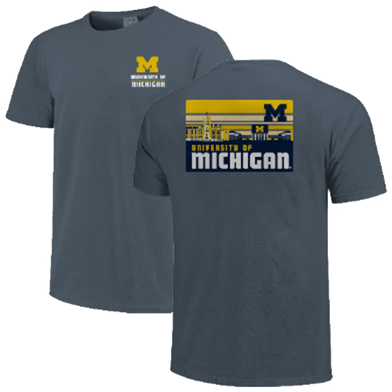 T-shirt à rayures bleu marine Michigan Wolverines Campus Skyline pour homme