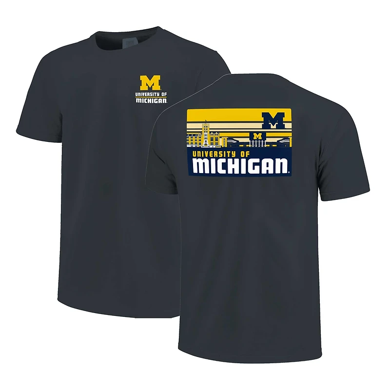 T-shirt à rayures bleu marine Michigan Wolverines Campus Skyline pour homme