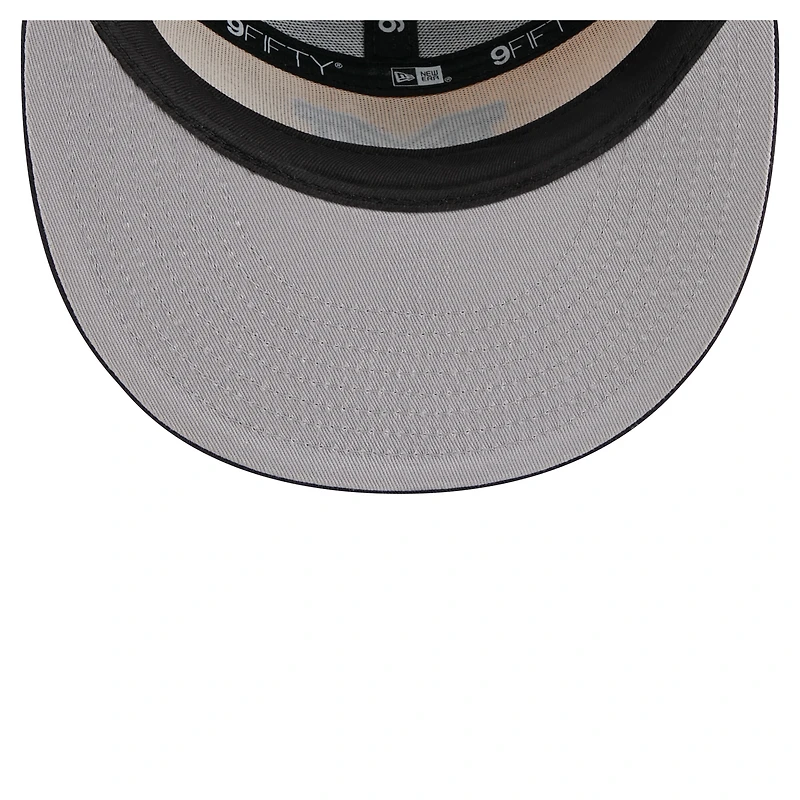 Casquette camionneur à large panneau New Era 9FIFTY Snapback noire/maïs pour homme, Michigan Wolverines
