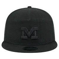 Men's New Era Black Michigan Wolverines Adventure Canvas Split Panel 9FIFTY Snapback Hat