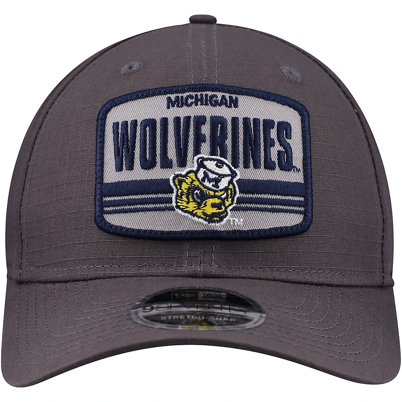 Casquette ajustable extensible à boutons-pression 9SEVENTY Michigan Wolverines Team Elevated de New Era pour homme, anthracite