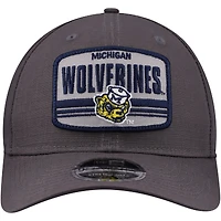 Casquette ajustable extensible à boutons-pression 9SEVENTY Michigan Wolverines Team Elevated de New Era pour homme, anthracite