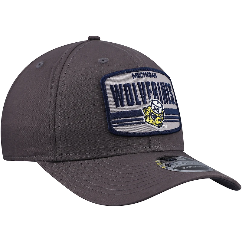 Casquette ajustable extensible à boutons-pression 9SEVENTY Michigan Wolverines Team Elevated de New Era pour homme, anthracite