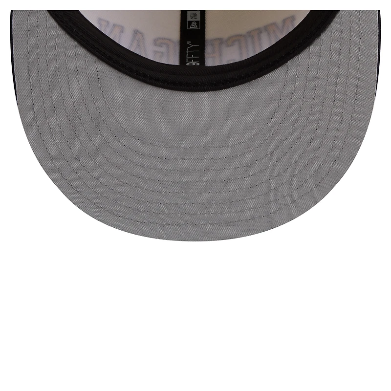 Men's New Era Cream/Navy Michigan Wolverines Two-Tone Script 59FIFTY Fitted Hat