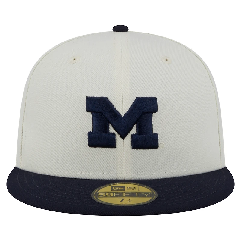 Casquette ajustée New Era 59FIFTY Chrome crème pour homme des Wolverines du Michigan