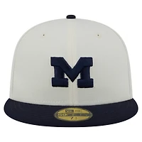 Casquette ajustée New Era 59FIFTY Chrome crème pour homme des Wolverines du Michigan
