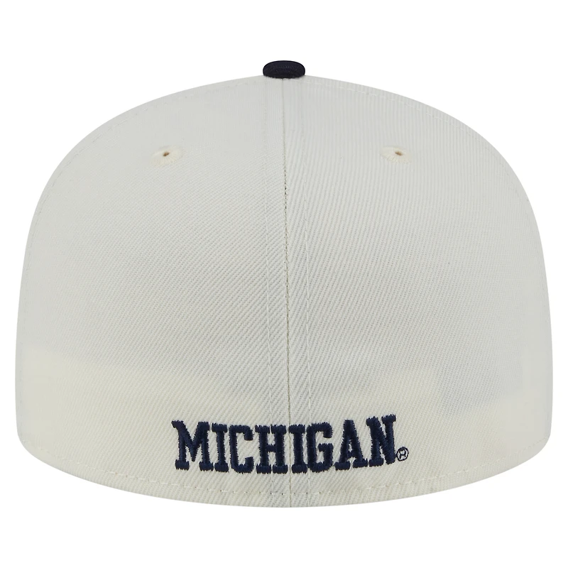 Casquette ajustée New Era 59FIFTY Chrome crème pour homme des Wolverines du Michigan