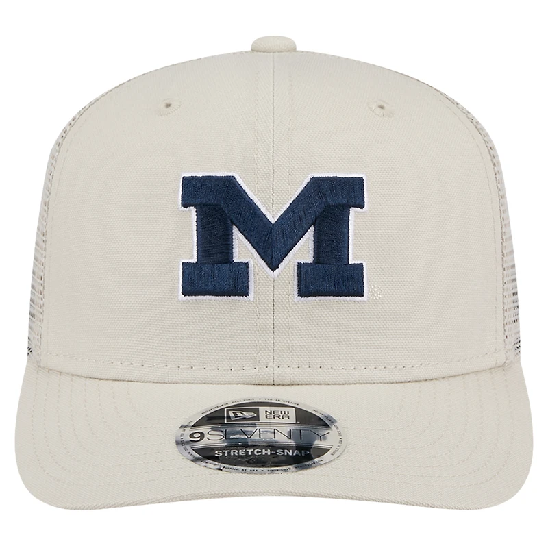 Casquette ajustable extensible à boutons-pression 9SEVENTY en toile naturelle Michigan Wolverines New Era pour homme