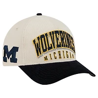 Men's New Era Navy/Cream Michigan Wolverines Arch Two-Tone Corduroy 9FORTY A-Frame Adjustable Hat