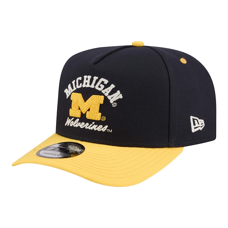 Men's New Era  Navy/Maize Michigan Wolverines Two-Tone Arched 9FIFTY Snapback Hat