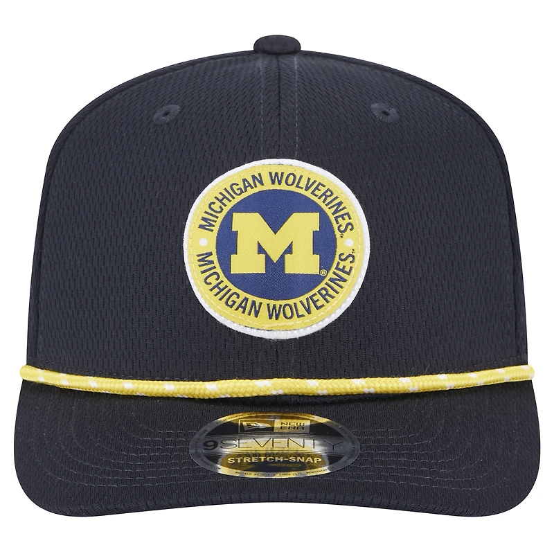 Casquette extensible à boutons-pression COOLERA 9SEVENTY en corde bleu marine Michigan Wolverines pour homme New Era