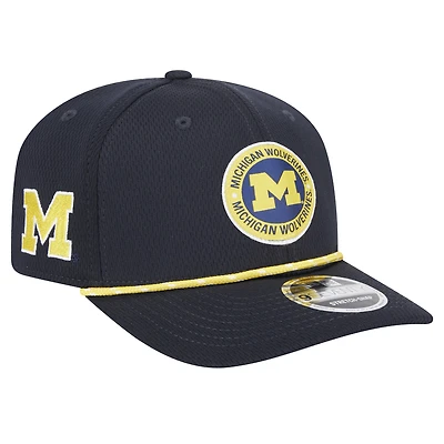 Casquette extensible à boutons-pression COOLERA 9SEVENTY en corde bleu marine Michigan Wolverines pour homme New Era