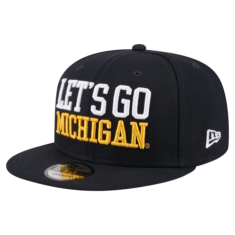 Casquette snapback New Era 9FIFTY bleu marine pour homme, Michigan Wolverines Go Team
