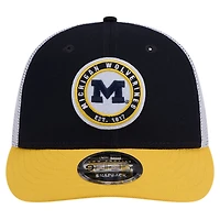 Casquette de camionneur Snapback 9FIFTY New Era pour hommes, Michigan Wolverines Throwback Circle Patch, bleu marine