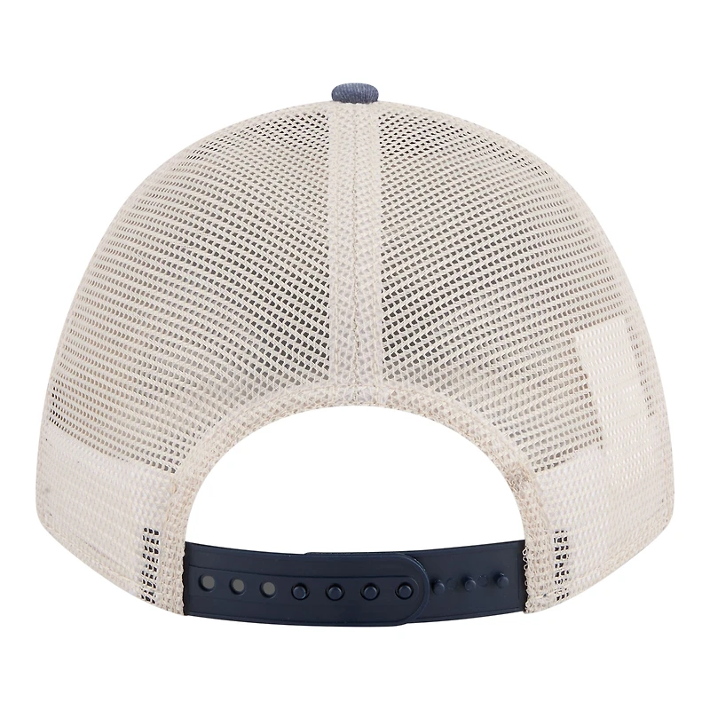 Men's New Era  Stone/Navy Michigan Wolverines Frayed Patch 9FORTY M-Crown A-Frame Trucker Adjustable Hat