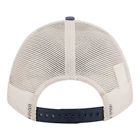 Men's New Era  Stone/Navy Michigan Wolverines Frayed Patch 9FORTY M-Crown A-Frame Trucker Adjustable Hat