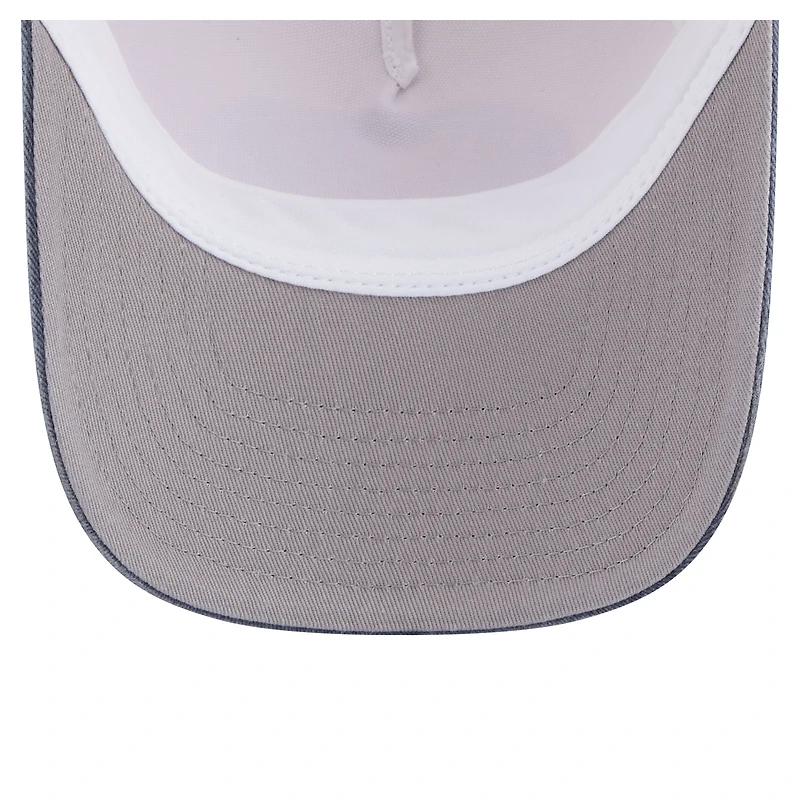 Men's New Era  Stone/Navy Michigan Wolverines Frayed Patch 9FORTY M-Crown A-Frame Trucker Adjustable Hat