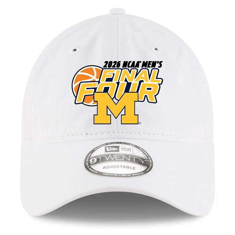 Men's New Era White Michigan Wolverines 2026 NCAA Men's Basketball Tournament March Madness Final Four 9TWENTY Adjustable Hat