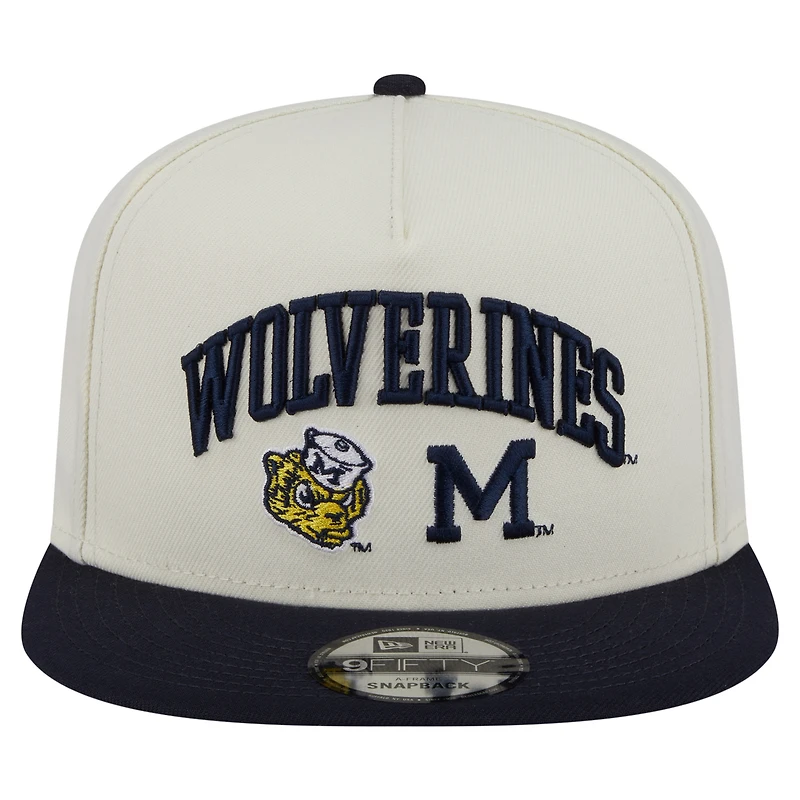Men's New Era White Michigan Wolverines Collegiate 9FIFTY A-Frame Snapback Hat