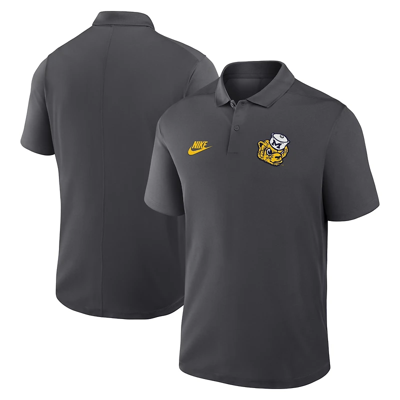 Men's Nike Anthracite Michigan Wolverines Primetime Victory Legacy Vault Logo Performance Polo