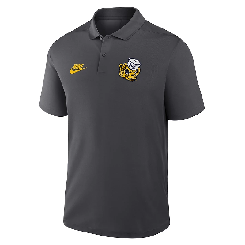 Men's Nike Anthracite Michigan Wolverines Primetime Victory Legacy Vault Logo Performance Polo